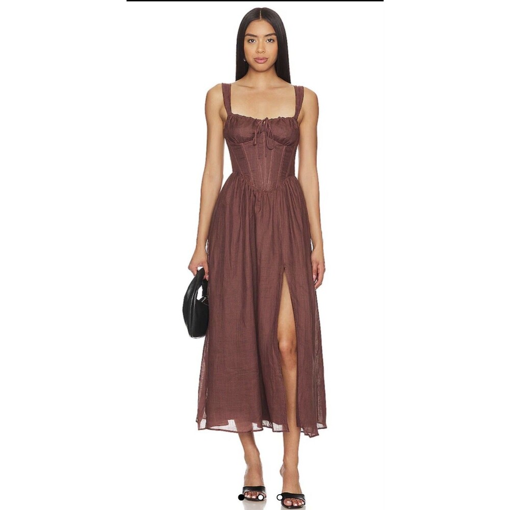 Bardot Esra Midi Dress in Chocolate Brown Size Small